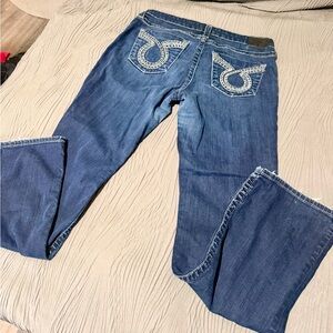 Big Star Women's Boot Cut Jeans in Blue with White Stitching